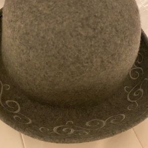 Wool Hat; color gray; embroidered in white thread. Pretty new